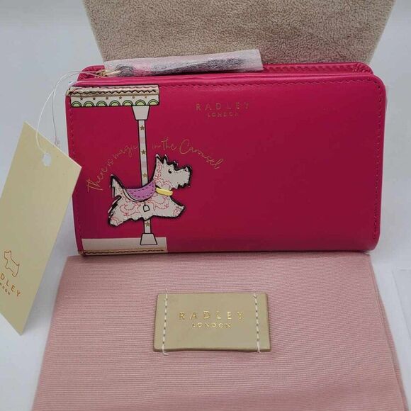Radley London Leather Pink Magic Carousel Medium Bifold Wallet NWT! NEW! - Picture 1 of 13
